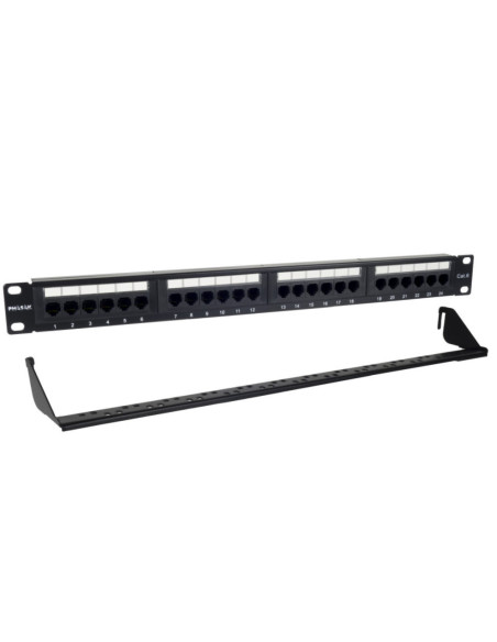 Phasak Patch panel 19" 24P Cat.6 UTP RJ45 DUAL 1U + Organizador - PU 2424