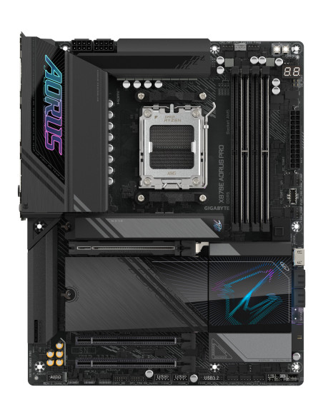 GIGABYTE X870E AORUS PRO Placa Base - Compatible con CPUs AMD Ryzen 9000, 16+2+2 fases VRM digitales, hasta 8000MHz DDR5 (OC),