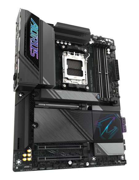 GIGABYTE X870E AORUS PRO Placa Base - Compatible con CPUs AMD Ryzen 9000, 16+2+2 fases VRM digitales, hasta 8000MHz DDR5 (OC),