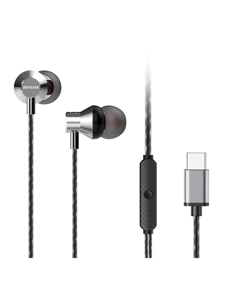 Aiwa ESTM-50USB-C Auriculares Alámbrico Dentro de oído Llamadas Música USB Tipo C Plata