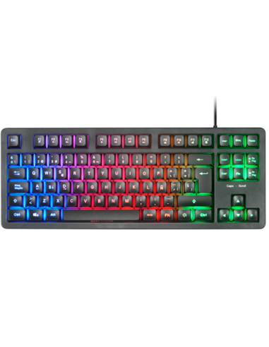 Mars Gaming MK023, Teclado Gaming TKL, Tecnología Híbrida H-Mech, Iluminación FRGB Rainbow, Anti-ghosting, Compatibilidad