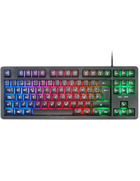 Mars Gaming MK023, Teclado Gaming TKL, Tecnología Híbrida H-Mech, Iluminación FRGB Rainbow, Anti-ghosting, Compatibilidad