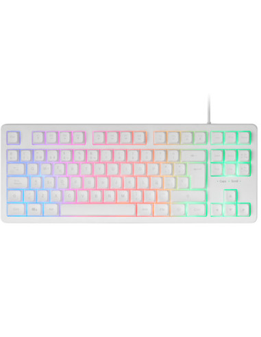 Mars Gaming MK023, Teclado Gaming TKL, Tecnología Híbrida H-Mech, Iluminación FRGB Rainbow, Anti-ghosting, Compatibilidad