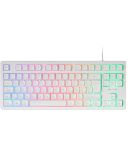 Mars Gaming MK023, Teclado Gaming TKL, Tecnología Híbrida H-Mech, Iluminación FRGB Rainbow, Anti-ghosting, Compatibilidad