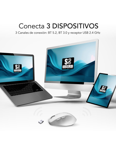 SUBBLIM Ratón CURVE ERGO DUAL MOUSE BATTERY BLACK