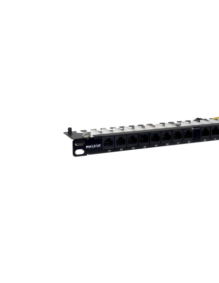 Phasak Patch panel 19" 24P Slim Cat.6A UTP RJ45 DUAL 0.5U - PU 4811