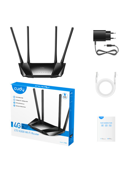 Cudy LT400 router inalámbrico Ethernet rápido Banda única (2,4 GHz) 4G Negro
