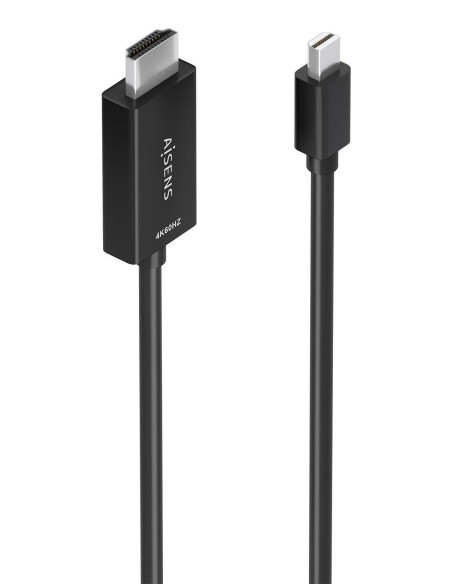 AISENS Cable conversor MINI DP a HDMI 4K@60Hz, MINI DP M-HDMI M, Negro, 1.0m