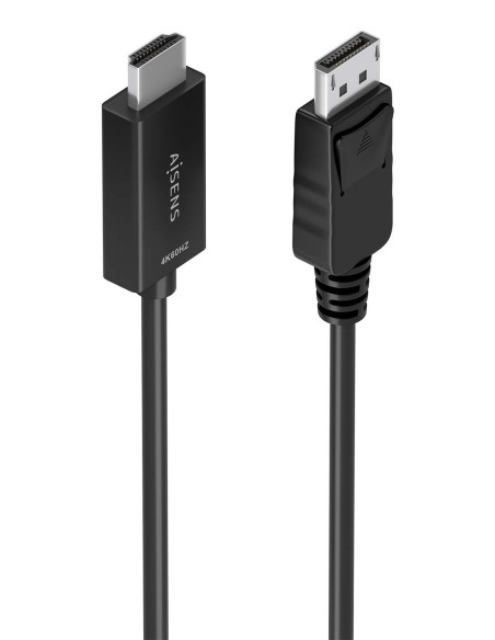 AISENS Cable conversor DisplayPort a HDMI 4K@60Hz, DP M-HDMI M, Negro, 1.0m