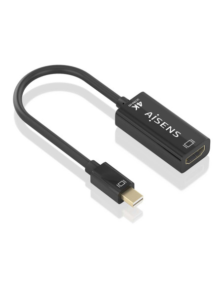 AISENS Conversor MINI DP a HDMI 4K@60Hz, MINI DP M-HDMI H, Negro, 15cm