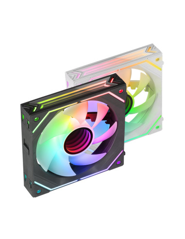 Mars Gaming MF-LINKFINITY Negro, Ventilador Modular PWM 120mm, Sistema de Conexión LINKFINITY, Iluminación Infinity Mirror ARGB