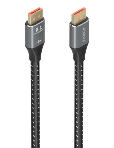 AISENS Cable DisplayPort V2.1 16K@60Hz 80 Gbps, DP M-DP M, Negro, 2.0m