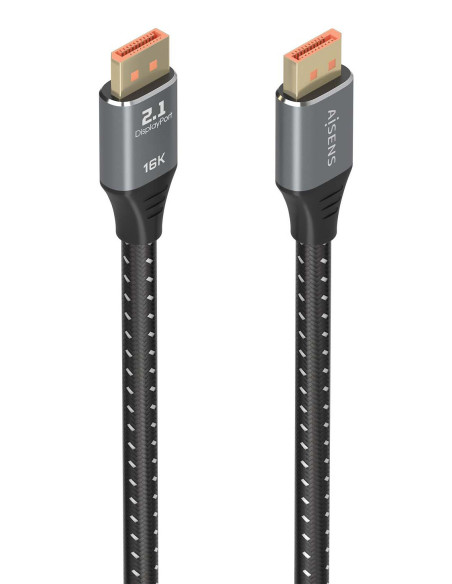 AISENS Cable DisplayPort V2.1 16K@60Hz 80 Gbps, DP M-DP M, Negro, 2.0m