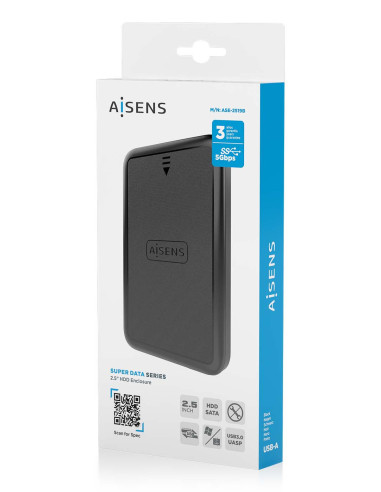 AISENS Caja externa 2.5" ASE-2519B 9.5mm SATA a USB 3.0 USB3.1 Gen1, Negro