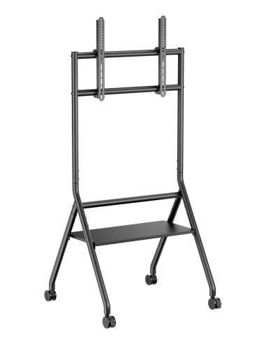 AISENS Soporte de suelo eco con rueda, 1 bandeja para pantalla interactiva TV 80kg de 37-86, Negro