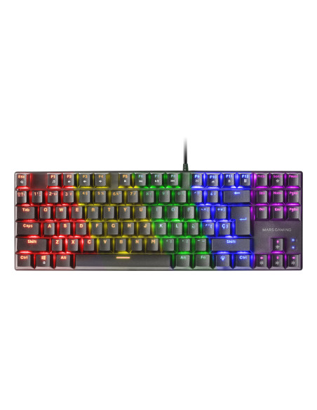 Mars Gaming MK80 Negro, Teclado Gaming Mecánico TKL FRGB, Antighosting, Switch Mecánico Rojo, Idioma Italiano