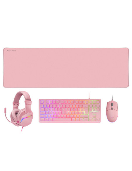 Mars Gaming MCP-RGB3, Pack Gaming Teclado Fixed RGB + Ratón Gaming RGB Flow 3200 DPI + Auriculares Over-Ear RGB + Alfombrilla