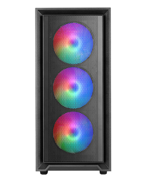 Mars Gaming MC-AIR, Caja Gaming ATX, 4x Ventiladores FRGB Rainbow 120mm, Panel Frontal Mesh, Ventana Lateral Completa Cristal