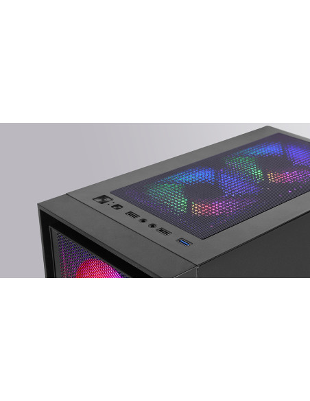 Mars Gaming MC-AIR, Caja Gaming ATX, 4x Ventiladores FRGB Rainbow 120mm, Panel Frontal Mesh, Ventana Lateral Completa Cristal