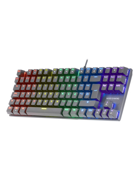Mars Gaming MK80 Negro, Teclado Gaming Mecánico TKL FRGB, Antighosting, Switch Mecánico Marrón, Idioma Italiano