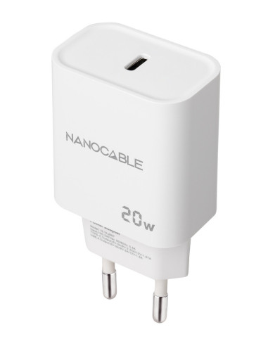 Nanocable Cargador USB-C PD 20W, Blanco