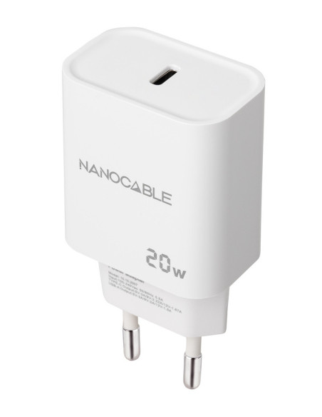 Nanocable Cargador USB-C PD 20W, Blanco