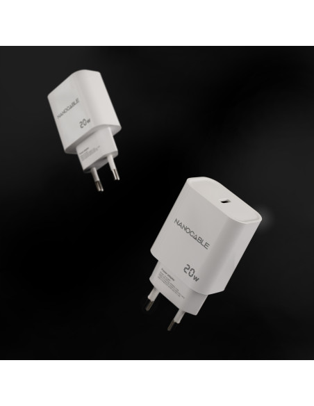 Nanocable Cargador USB-C PD 20W, Blanco