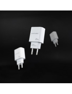 Nanocable Cargador USB-C PD + USB-A QC 20W, Blanco 2