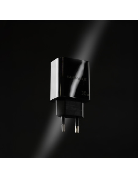 Nanocable Cargador USB-C PD 30W, Negro