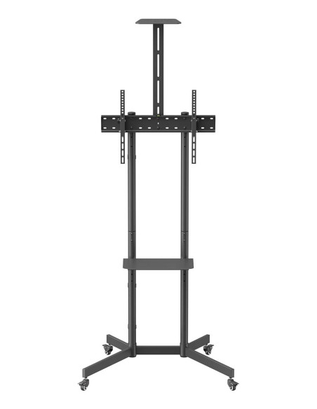 AISENS Soporte De Suelo Eco Con Rueda, Bandeja Para DVD Y Soporte De Cámara Para Monitor TV 45kg De 37-70, Negro