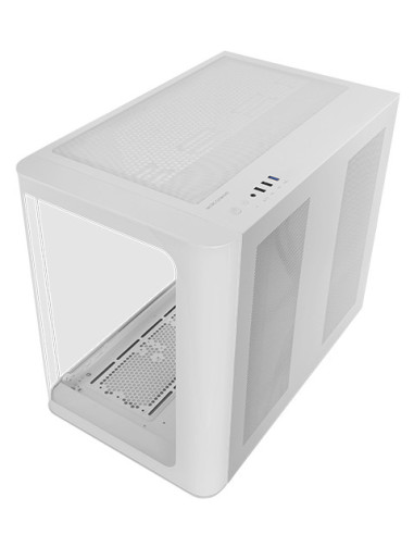 Mars Gaming MC-FUSION, Caja Gaming ATX, Ventana Lateral Completa y Frontal Curvo Cristal Templado Continuo, Semitorre PC Doble