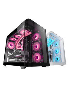 Mars Gaming MC-FUSION, Caja Gaming ATX, Ventana Lateral Completa y Frontal Curvo Cristal Templado Continuo, Semitorre PC Doble 2