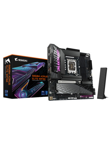 GIGABYTE B860M AORUS ELITE WIFI6E Placa base - CPUs Intel Core Ultra, VRM de 12+1+2+1 fases, hasta 9200MHz DDR5, 1xPCIe 5.0 +