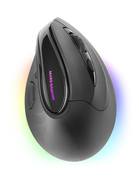 Mars Gaming MM-SK, Ratón Gaming Inalámbrico Vertical, Diseño Ergonómico, Iluminación RGB Chroma, Sensor Óptico Pixart 8400DPI,