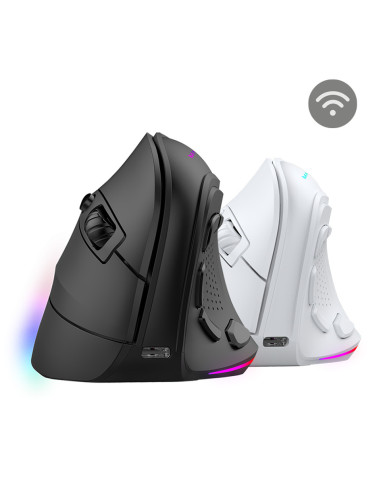 Mars Gaming MM-SK, Ratón Gaming Inalámbrico Vertical, Diseño Ergonómico, Iluminación RGB Chroma, Sensor Óptico Pixart 8400DPI,