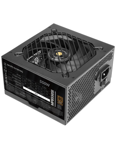 Mars Gaming MPB550SI, Fuente Alimentación PC ATX 550W, 7 Años Garantía, 80Plus Bronze 230V, 90% Eficiencia, Ventilador SI
