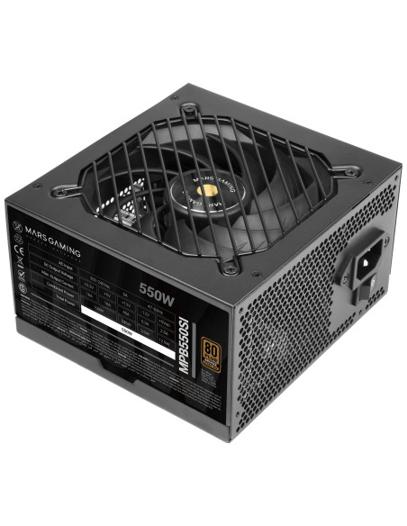 Mars Gaming MPB550SI, Fuente Alimentación PC ATX 550W, 7 Años Garantía, 80Plus Bronze 230V, 90% Eficiencia, Ventilador SI