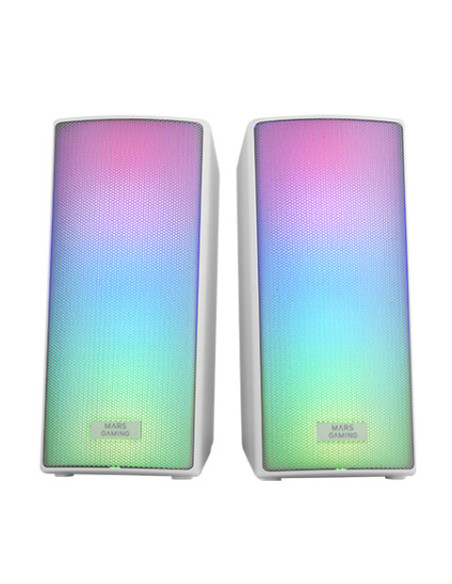 Mars Gaming MSRGB2, Altavoces Bluetooth 5.3 15W, Procesador de Sonido DSP, Iluminación RGB Dinámica, Frontal Total Mesh,