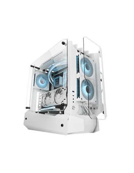 Mars Gaming MC-EDGE, Caja Gaming ATX, Diseño Open Air, Triple Panel Cristal Templado, Semitorre PC Soporte Refrigeración