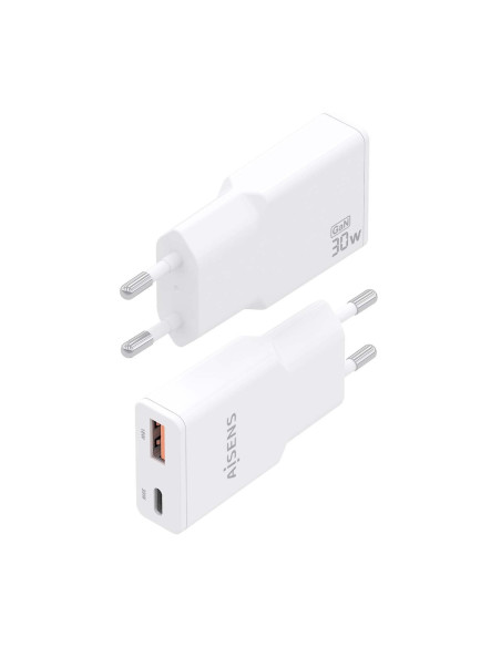 AISENS ASCH-30W2P046-W cargador de dispositivo móvil Cámara digital, MP3, MP4, Teléfono móvil, Navegante, Portátil, Consola de