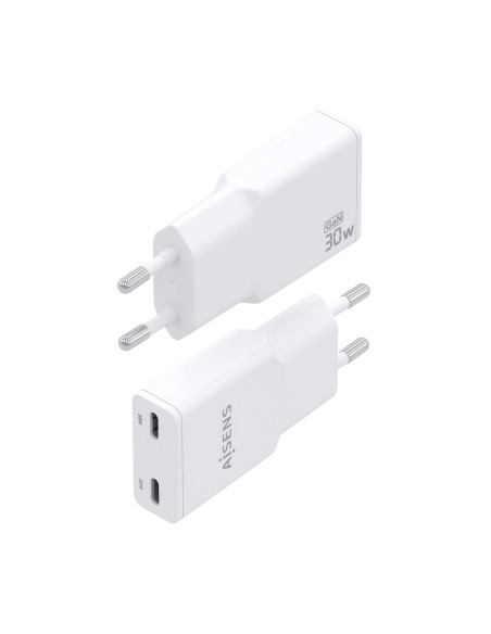 AISENS ASCH-30W2P048-W cargador de dispositivo móvil Cámara digital, MP3, MP4, Teléfono móvil, Navegante, Portátil, Consola de