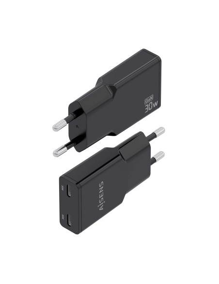 AISENS ASCH-30W2P049-BK cargador de dispositivo móvil Cámara digital, MP3, MP4, Teléfono móvil, Navegante, Portátil, Consola de