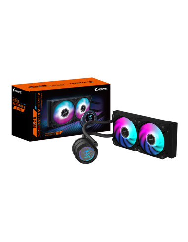 GIGABYTE AORUS WATERFORCE II 240 Refrigerador de CPU líquido AIO - 2x ventiladores ARGB de 120 mm, mecanismo de conexión