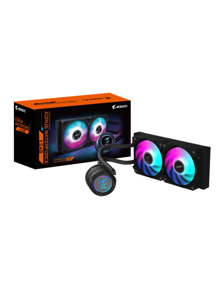 GIGABYTE AORUS WATERFORCE II 240 Refrigerador de CPU líquido AIO - 2x ventiladores ARGB de 120 mm, mecanismo de conexión