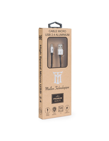 Maillon Technologique Premium MTPMUS241 cable USB USB 2.0 1 m USB A Micro-USB B Plata