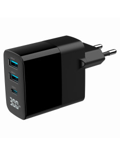 Gembird TA-UC-PDQC30LCD-BK-02 cargador de dispositivo móvil Universal Negro Corriente alterna Carga rápida Interior
