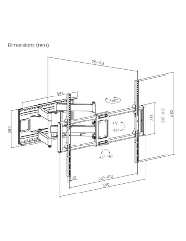 Gembird WM-120ST-01 soporte para TV 3,05 m (120") Negro