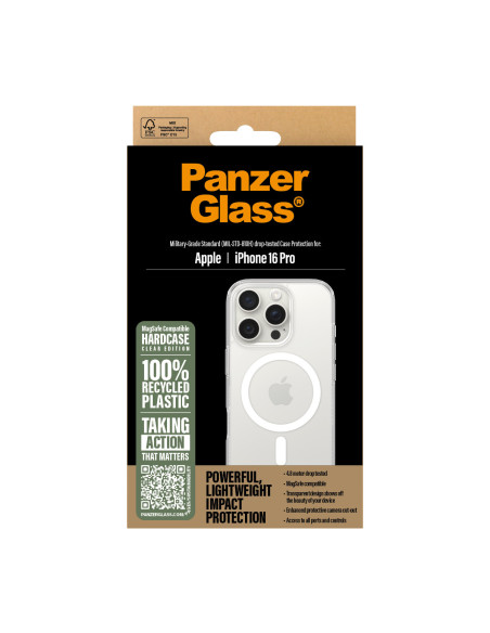 PanzerGlass ® HardCase Transparent w. White MagSafe iPhone 16 Pro funda para teléfono móvil Transparente