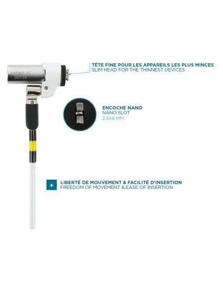 Mobilis 001329 cable antirrobo Blanco 1,8 m