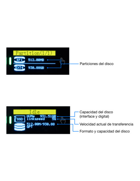 CoolBox CAJA CARCASA SSD M.2 NVME SATA LCD MINICHASE PS32 USB3.2 GEN2 ALUMINIO